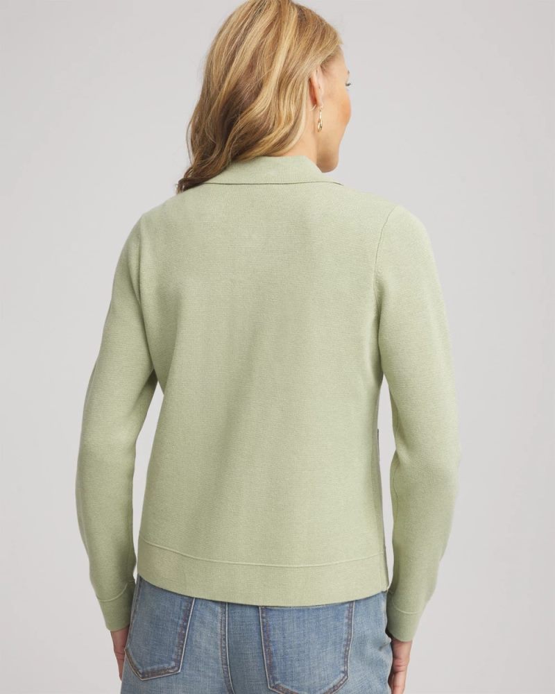 Chicos Button-Front Cardigan Jacket - SAGE MEADOW