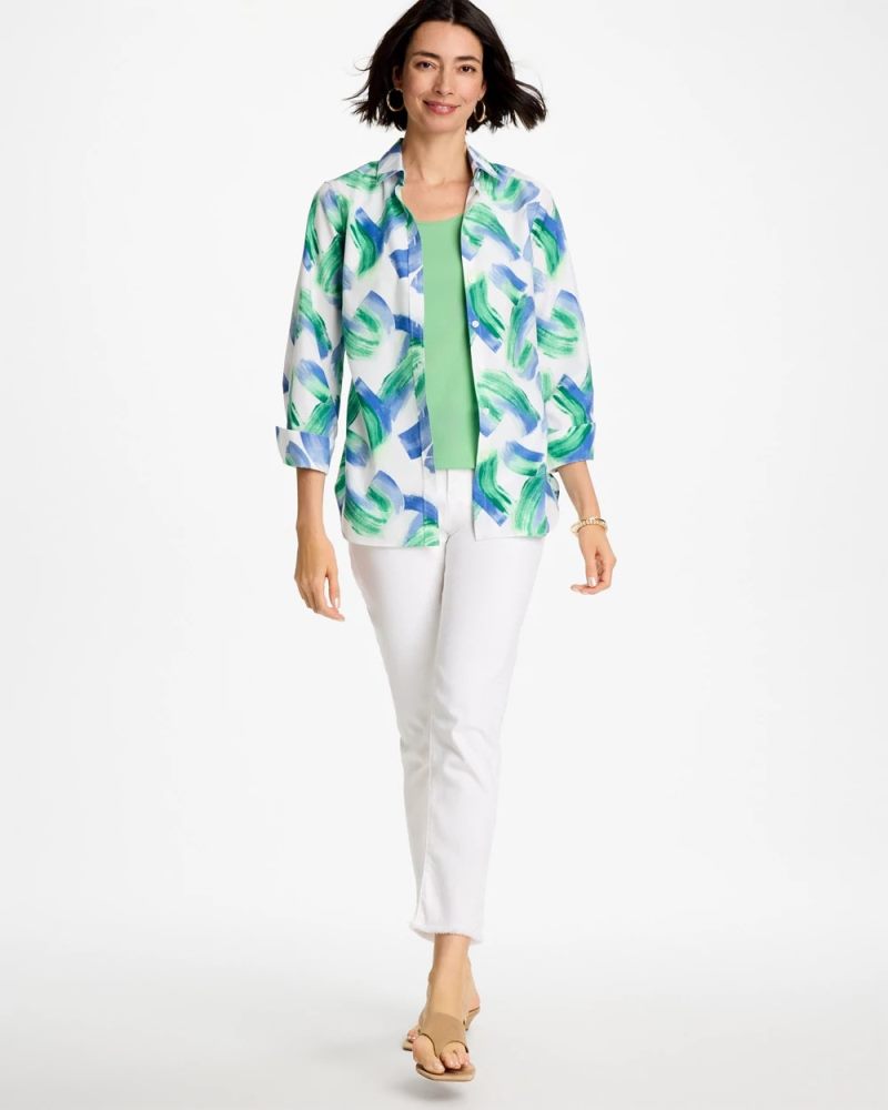 Chicos No Iron Printed Stretch Shirt - AMPARO BLUE