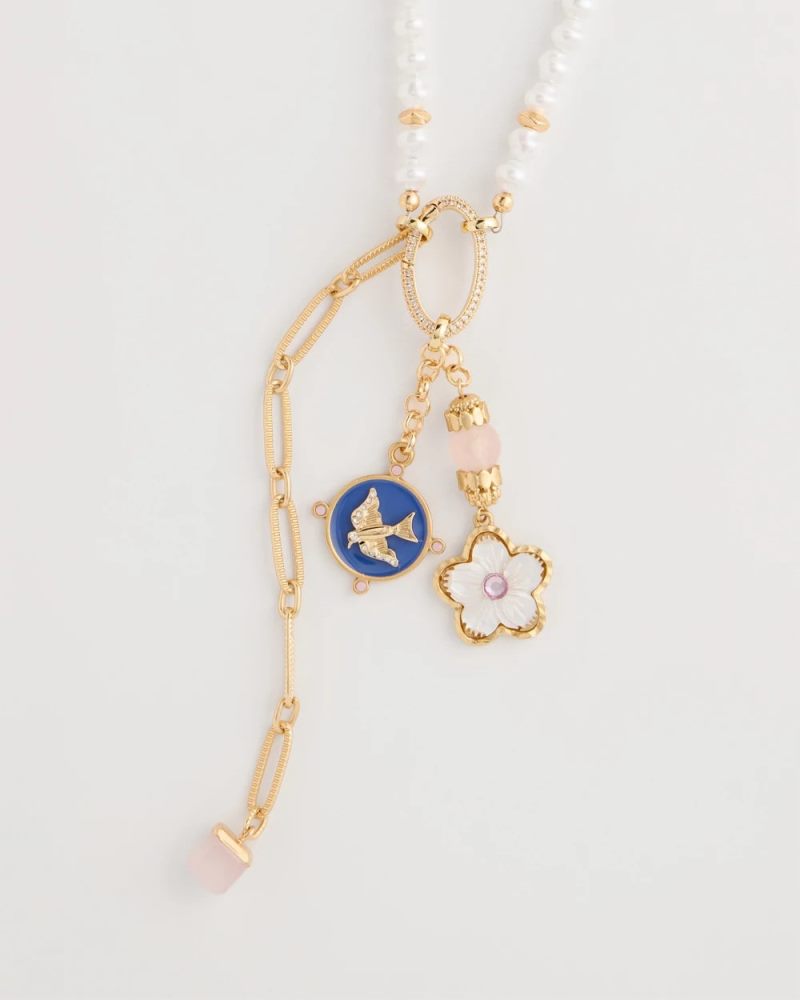 Chicos Medallion Pendant Pearl Necklace - ORCHID