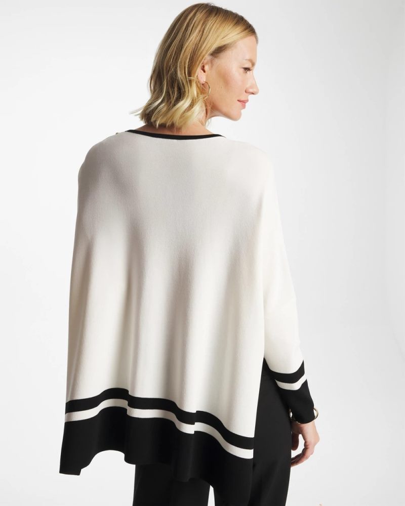 Chicos Button Detail Poncho - ECRU