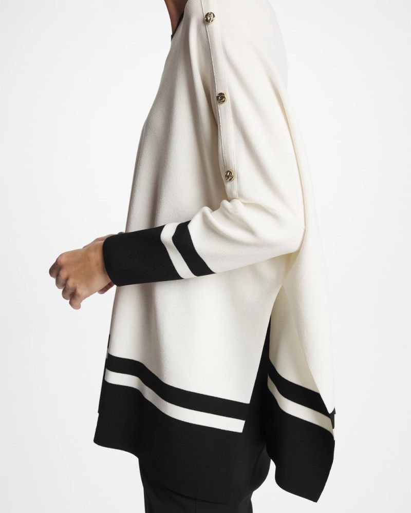 Chicos Button Detail Poncho - ECRU