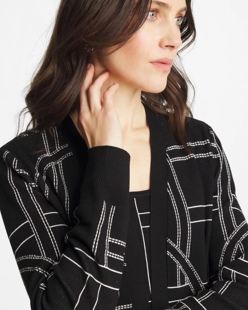 Chicos Ella Graphic Cardigan - BLACK