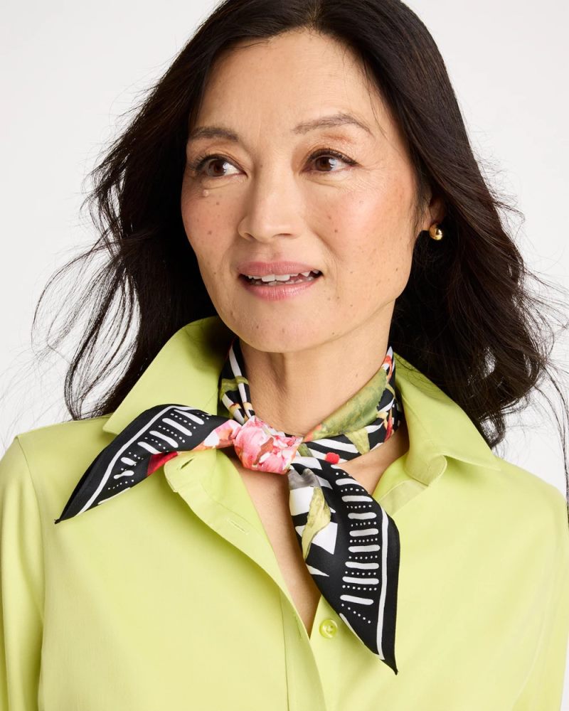 Chicos Tropical Square Scarf - BLACK