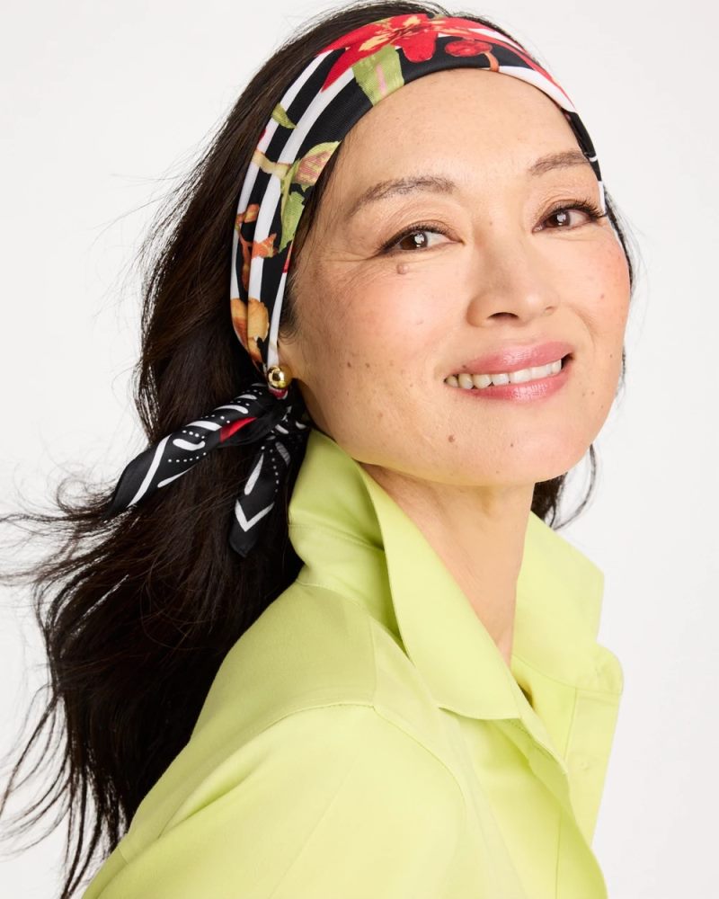 Chicos Tropical Square Scarf - BLACK