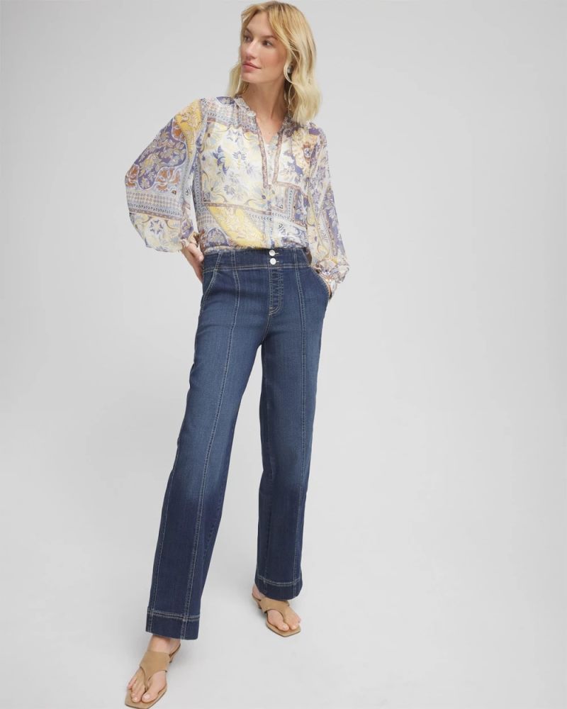 Chicos Pull-On Wide-Leg Jeans - ALORA INDIGO