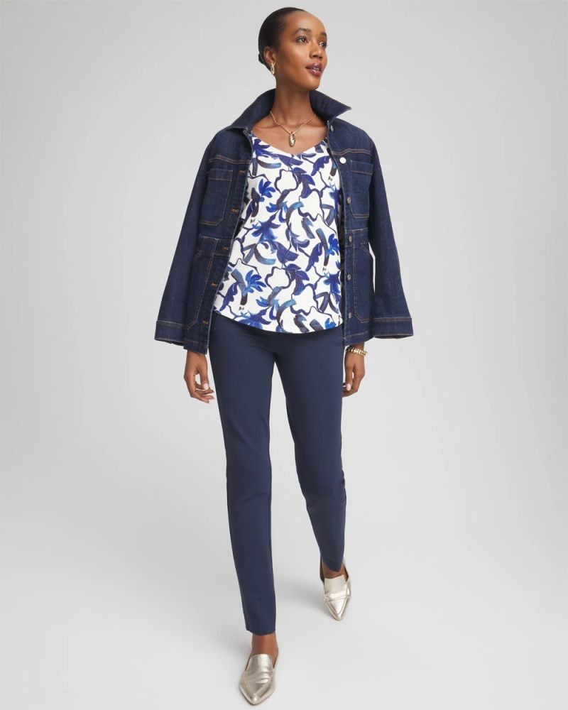 Chicos Juliet Slim Trim Detail Ankle Pants - PASSPORT BLUE