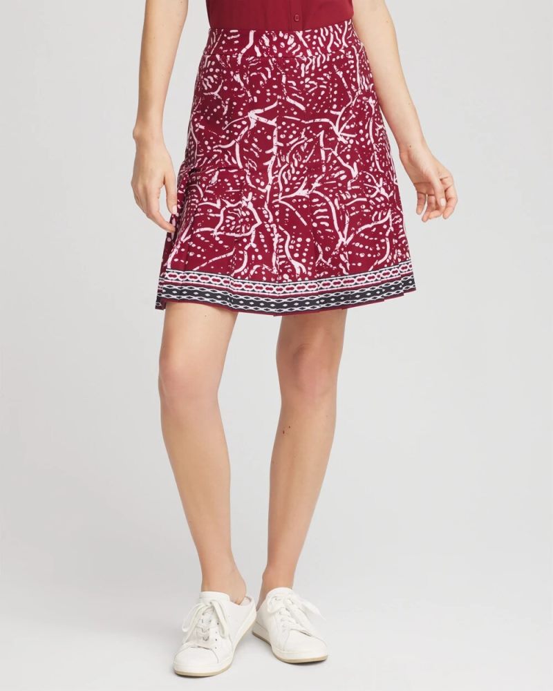 Chicos Zenergy® UPF Pleated Floral Skort - RUSSET RED