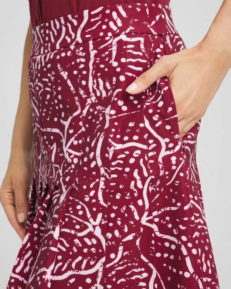 Chicos Zenergy® UPF Pleated Floral Skort - RUSSET RED
