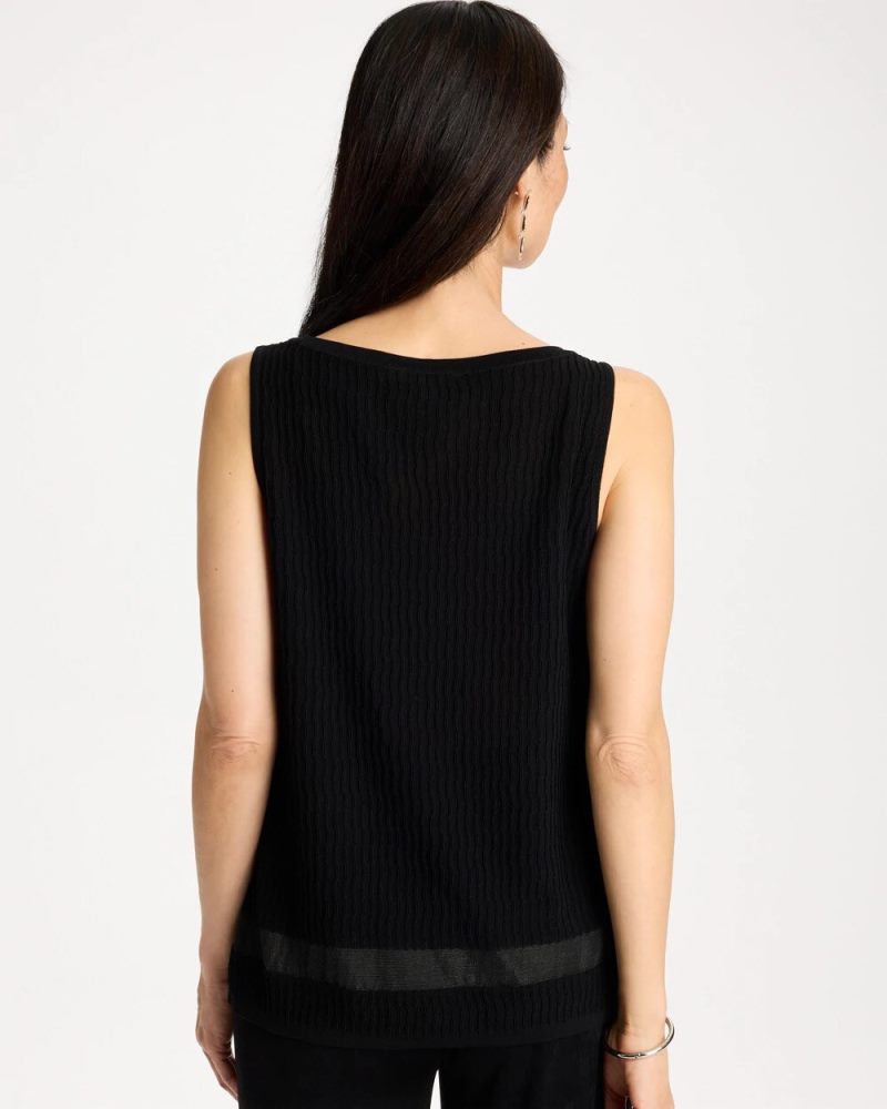 Chicos Travelers™ Sheer Stripe Tank - TRAVELERS BLACK