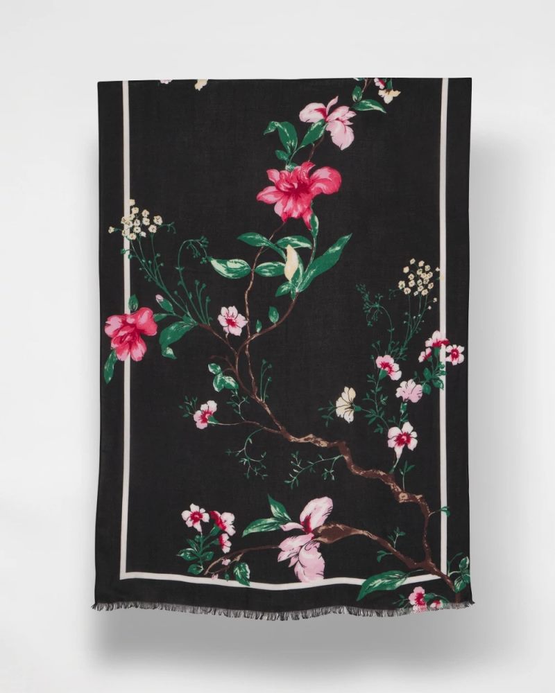 Chicos Kyoto Bloom Oblong Scarf - BLACK