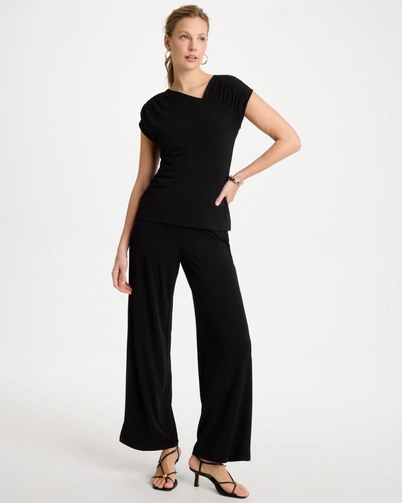 Chicos Travelers™ Knit Asymmetrical Top - BLACK