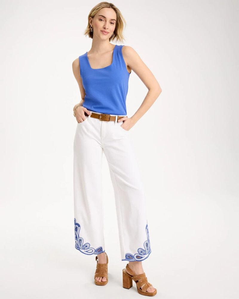 Chicos Contour Cotton™ Square Neck Tank - AMPARO BLUE
