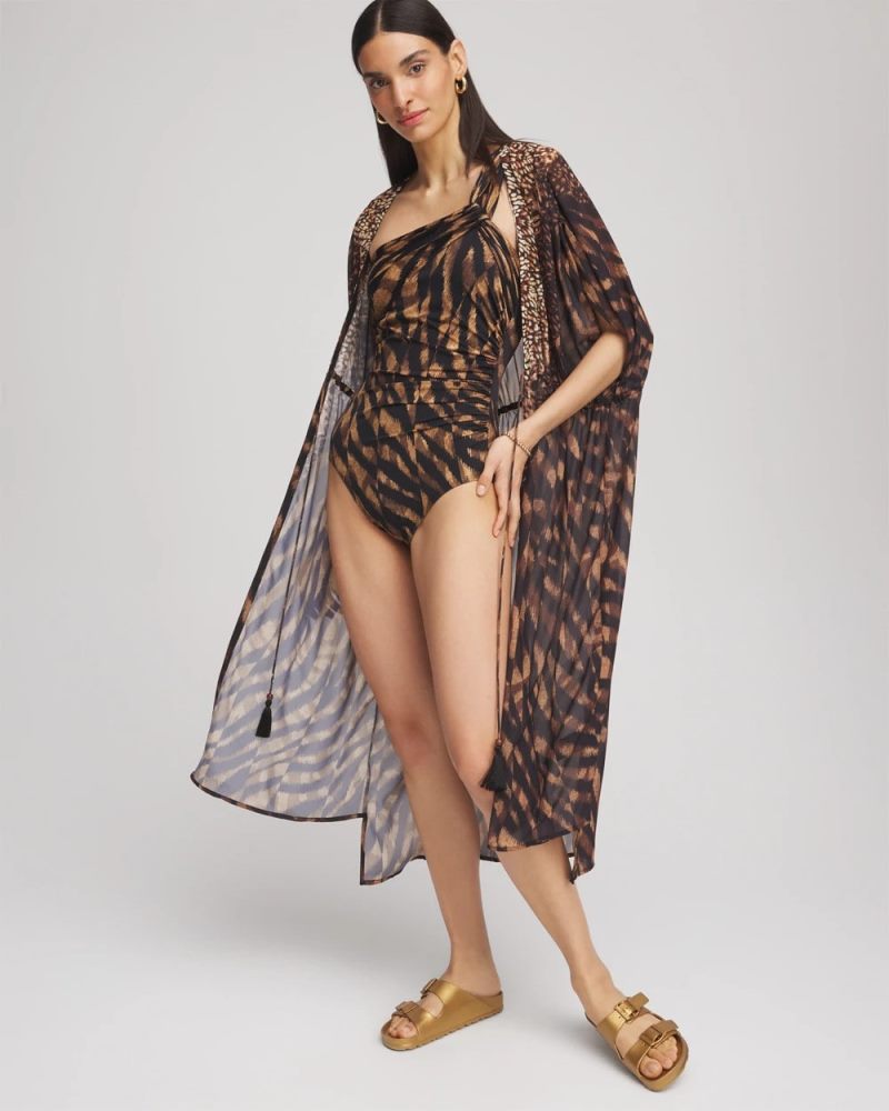 Chicos Miraclesuit® Raya De Safari Europa One-Piece Swimsuit - BLACK/BROWN