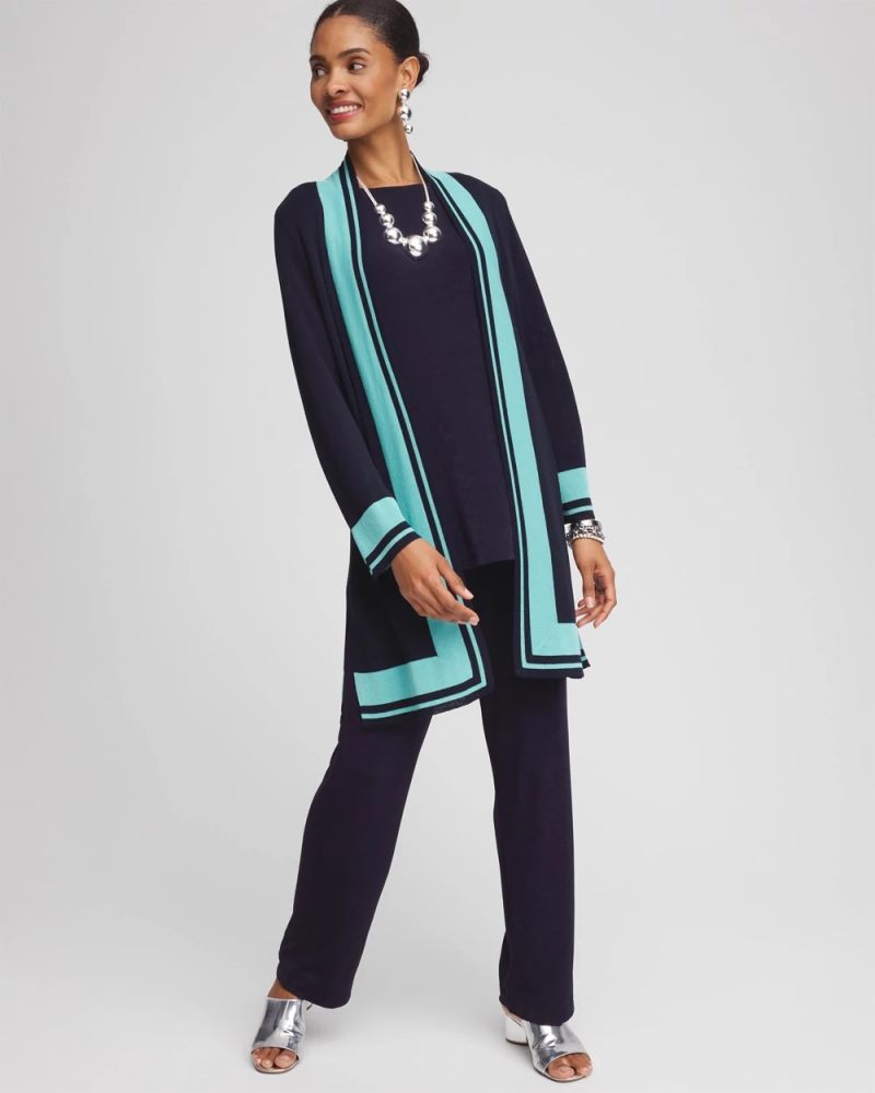 Chicos Travelers™ Collection Open-Front Cardigan - TRAVELERS INDIA INK