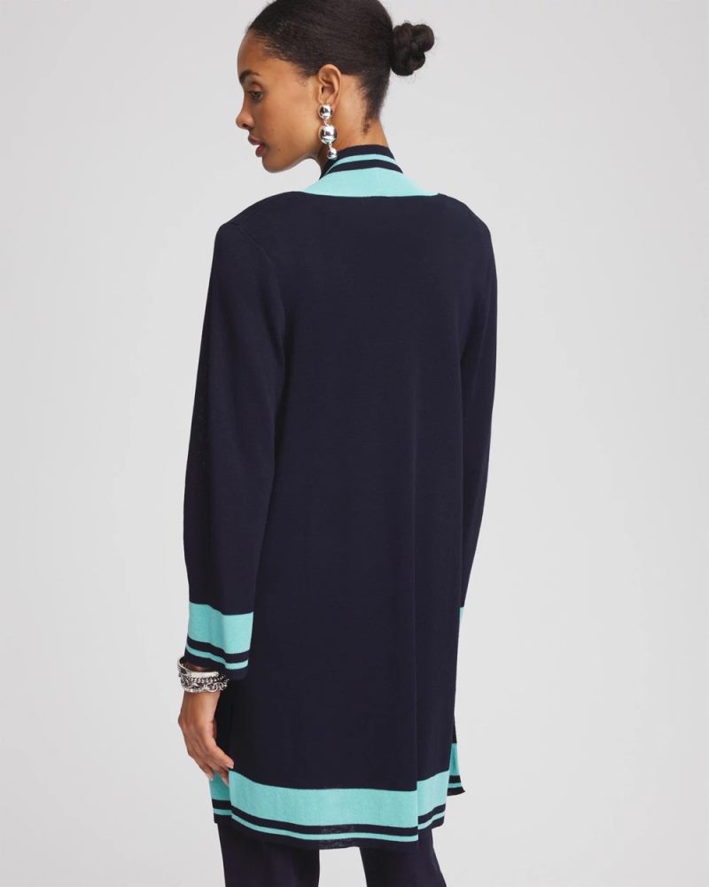 Chicos Travelers™ Collection Open-Front Cardigan - TRAVELERS INDIA INK
