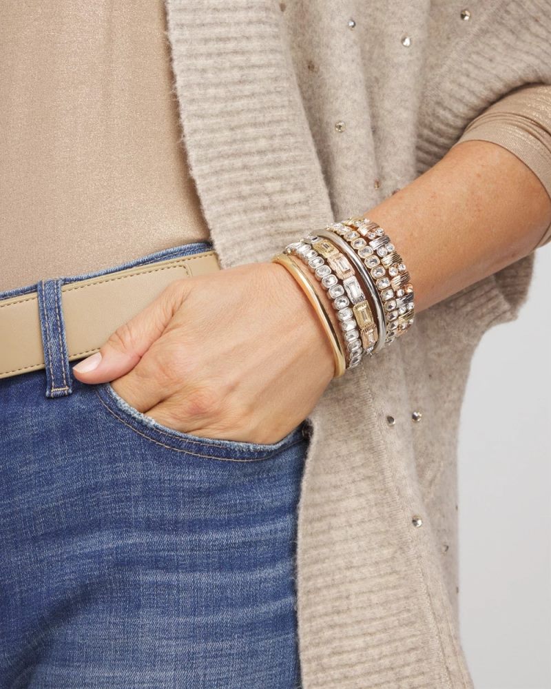 Chicos Silver Bezel Set Stretch Tennis Bracelet - SILVER