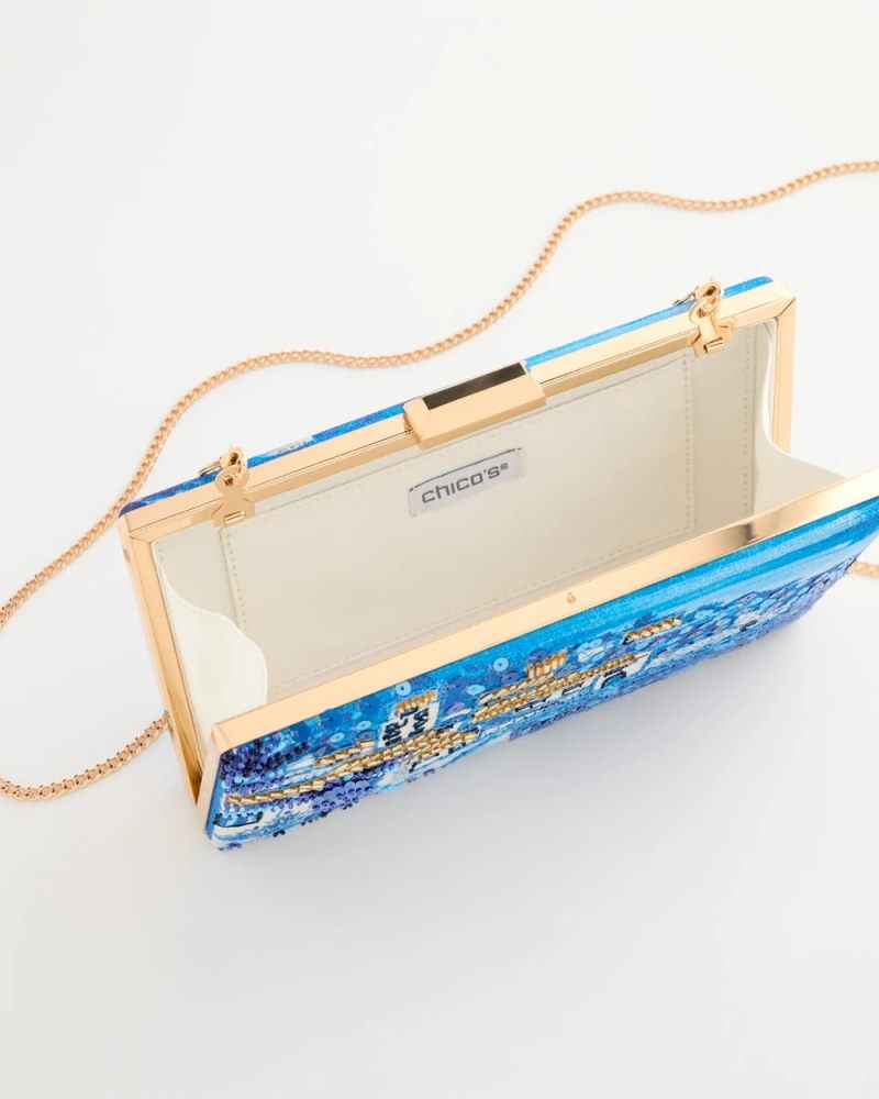 Chicos Embellished Cotton Seaside Clutch - BLUE