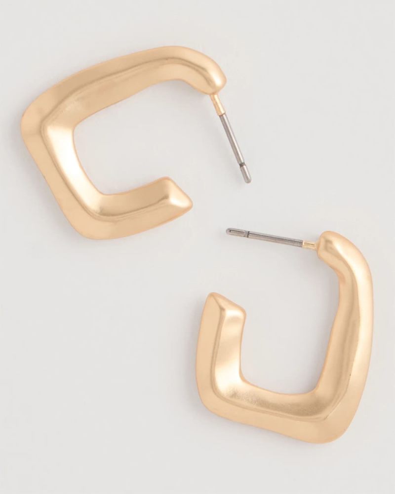 Chicos Mini Goldtone Square Earrings - GOLD