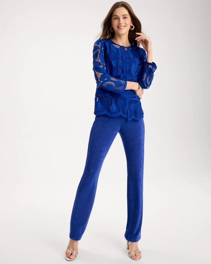 Chicos Travelers™ Collection Macramé Lace Jacket - RICH COBALT