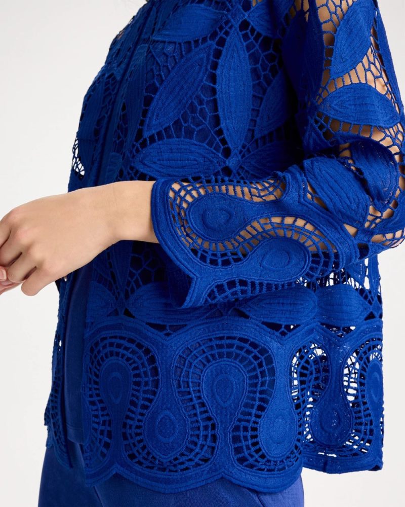Chicos Travelers™ Collection Macramé Lace Jacket - RICH COBALT