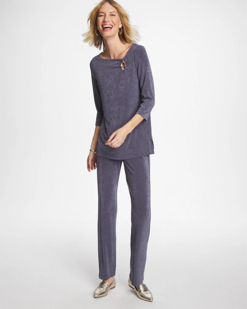 Chicos Travelers™ Hardware 3/4 Sleeve Tunic - SOFT SLATE