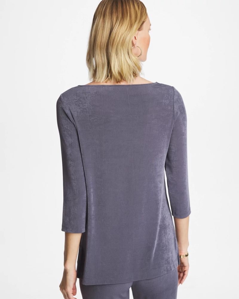 Chicos Travelers™ Hardware 3/4 Sleeve Tunic - SOFT SLATE