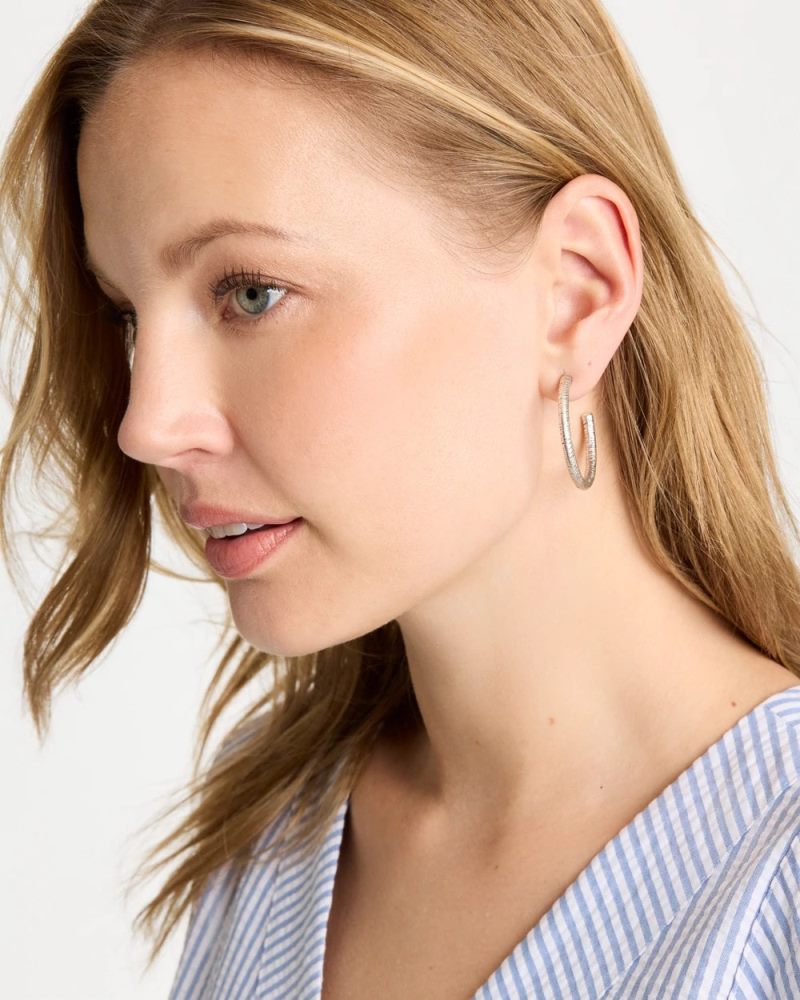 Chicos Silvertone Textured Hoop Earrings - SILVER