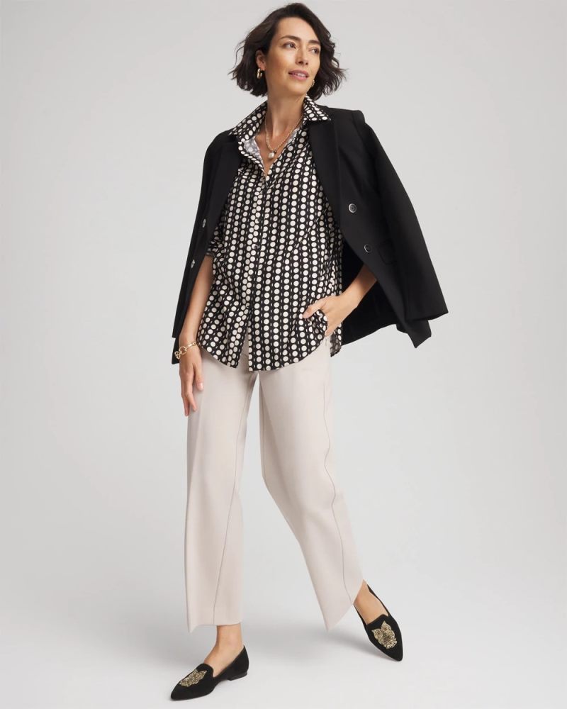 Chicos No Iron Printed Sateen Shirt - BLACK