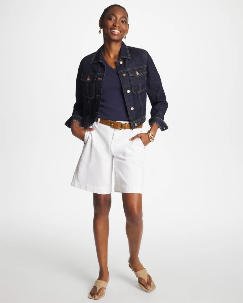Chicos Pima V-Neck Tee - PASSPORT BLUE