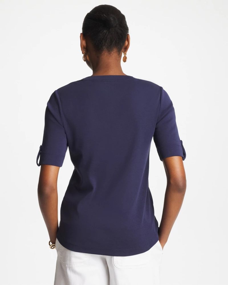 Chicos Pima V-Neck Tee - PASSPORT BLUE