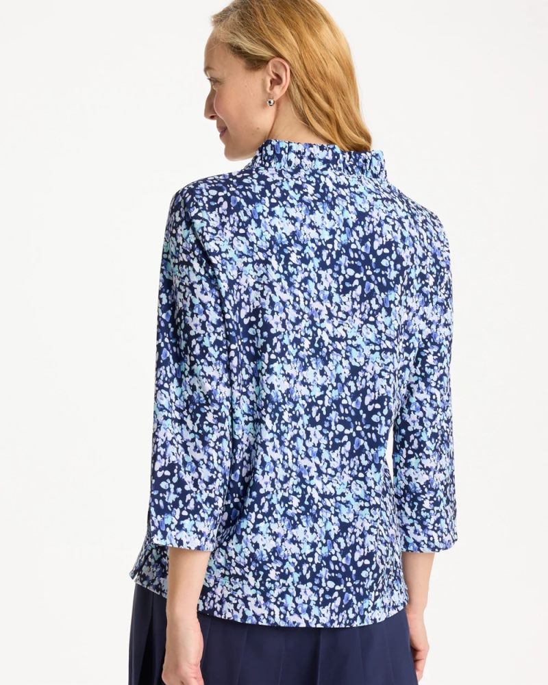 Chicos Zenergy® UPF Ruffle Neck Top - AMPARO BLUE