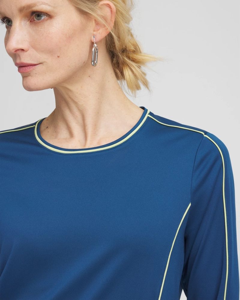 Chicos Zenergy® UPF Piping Long Sleeved Pullover Top - SEAPORT