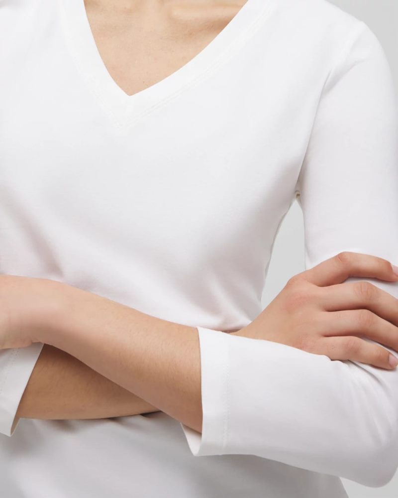 Chicos 3/4 Sleeve Perfect Tee - ALABASTER