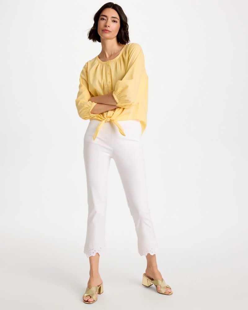 Chicos Embroidered Brigitte™ Slim Crop Pant - ALABASTER