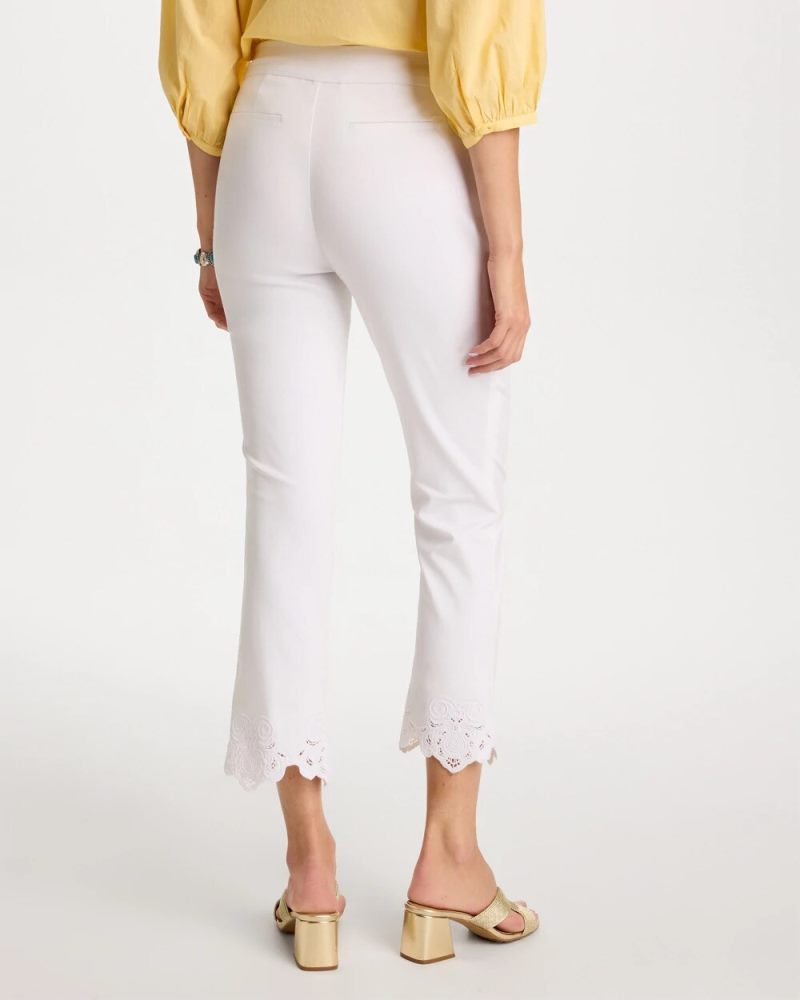 Chicos Embroidered Brigitte™ Slim Crop Pant - ALABASTER