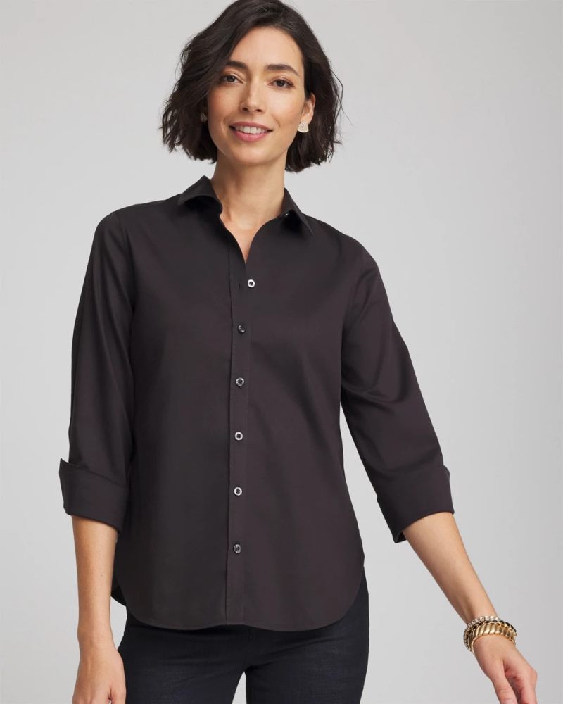 Chicos No Iron Stretch Shirt - BLACK