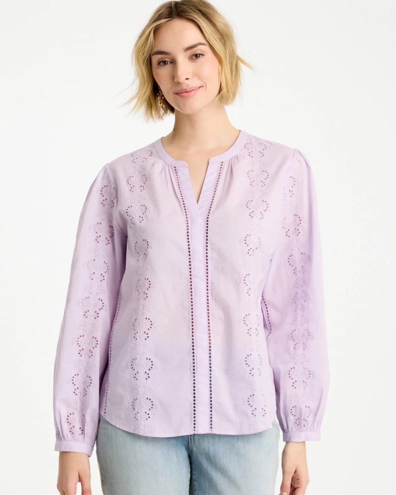 Chicos Embroidered Top - ORCHID MIST