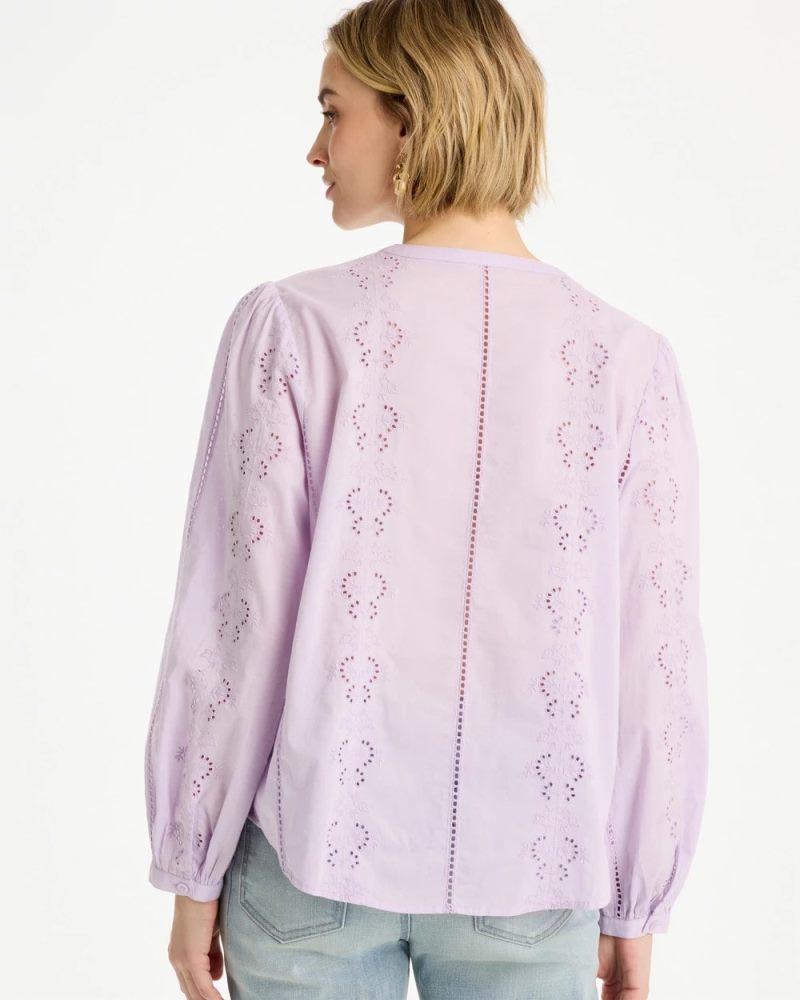 Chicos Embroidered Top - ORCHID MIST
