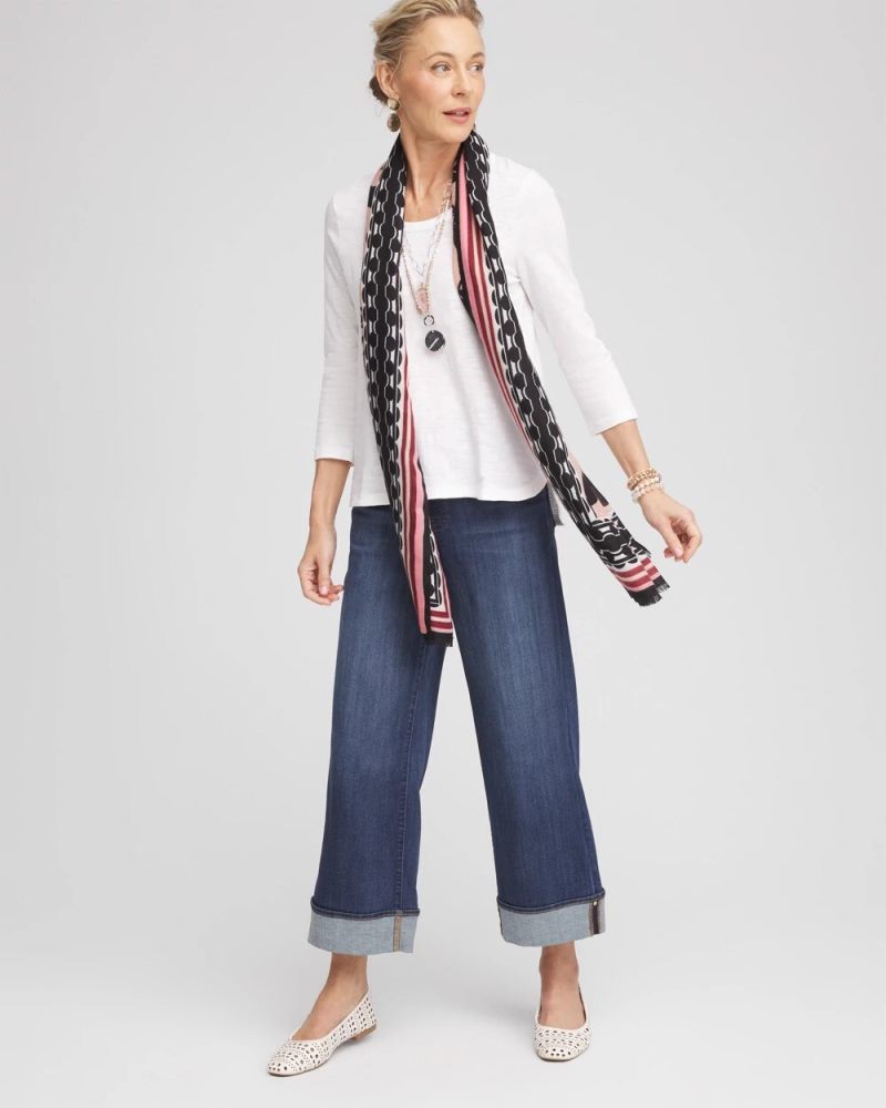 Chicos Slub 3/4-Sleeve Tee - ALABASTER