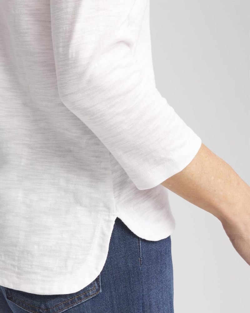 Chicos Slub 3/4-Sleeve Tee - ALABASTER