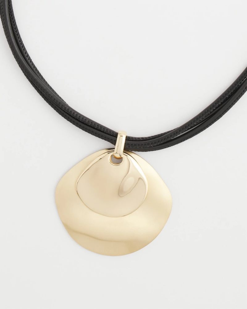Chicos Gold Pendant On Cord - GOLD