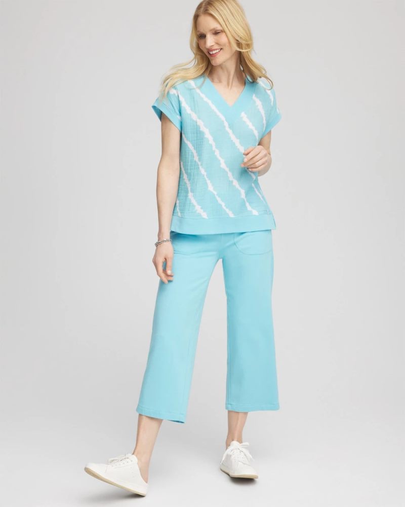 Chicos Zenergy® Tie-Dye Gauze Top - PARADISO BLUE