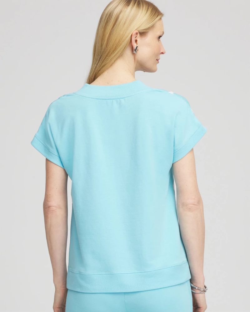 Chicos Zenergy® Tie-Dye Gauze Top - PARADISO BLUE