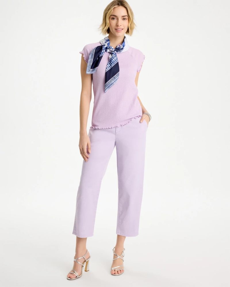 Chicos Relaxed Boyfriend Chino Crop Pants - ORCHID MIST
