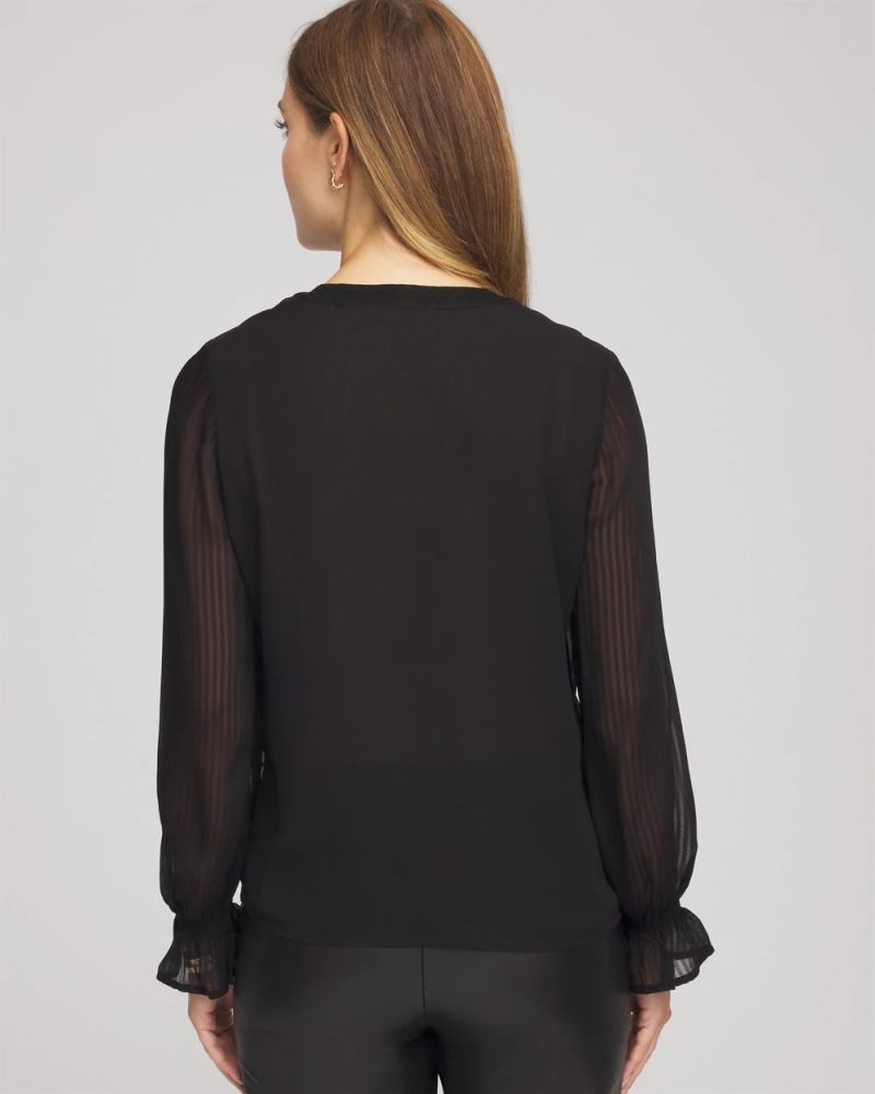 Chicos Georgette Polka Dot Blouse - BLACK