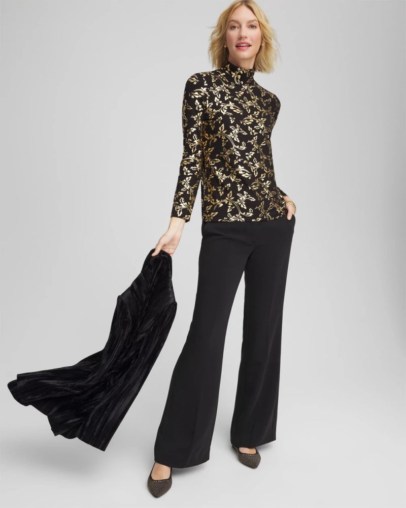Chicos Touch of Cool™ Mockneck Layering Tee - BLACK