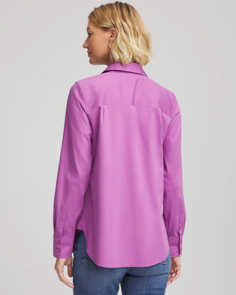 Chicos No Iron Stretch-Sateen Shirt - GOOSEBERRY