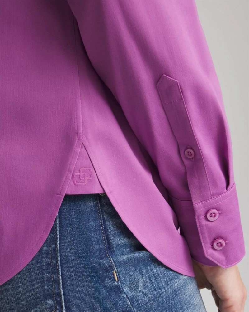 Chicos No Iron Stretch-Sateen Shirt - GOOSEBERRY