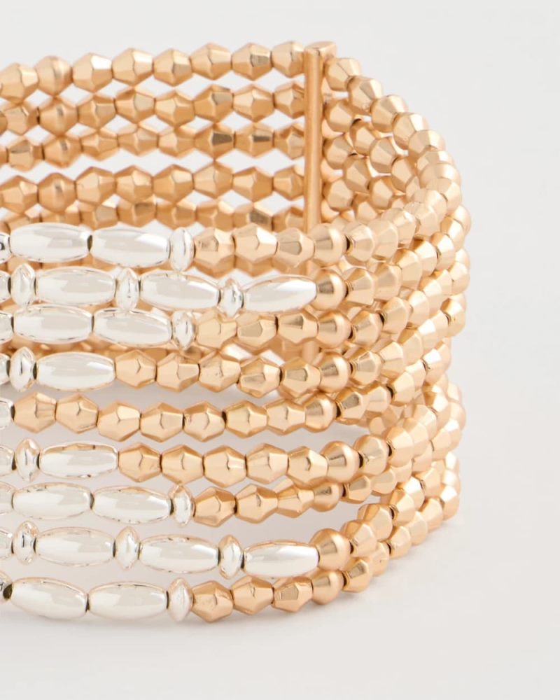 Chicos Multi-Strand Beaded Stretch Bracelet - MIXED METALS