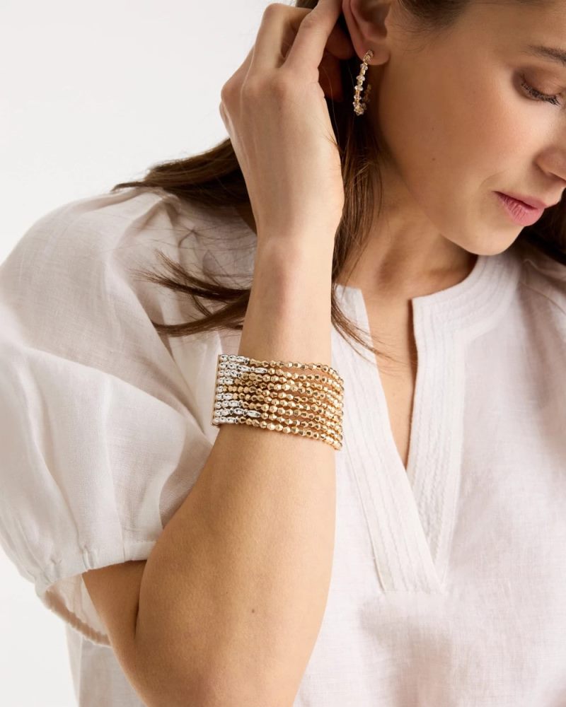 Chicos Multi-Strand Beaded Stretch Bracelet - MIXED METALS